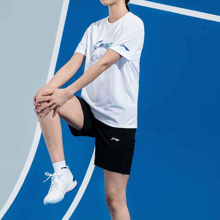 Li Ning Спортивный Повседневный Простой Однотонный С надписью Пуловер с круглым вырезом Удобная Дышащая Футболка для бадминтона Унисекс топы Белый AHSV055-2