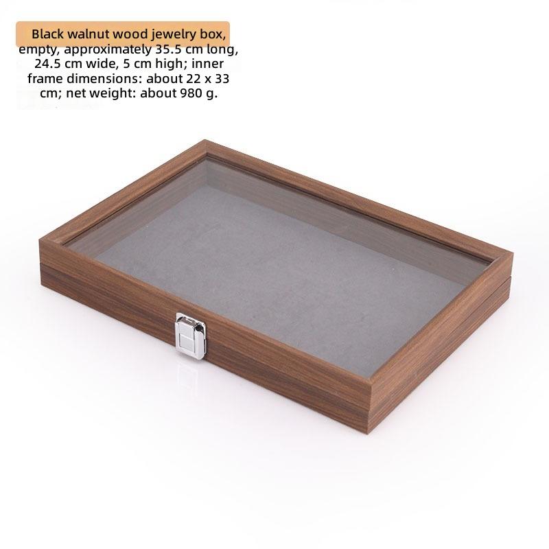 Luxury Walnut Wood Dustproof Rectangle Jewelry Storage Container Ring Pendant Bangle Jewelry Organizer Box Case for Collection