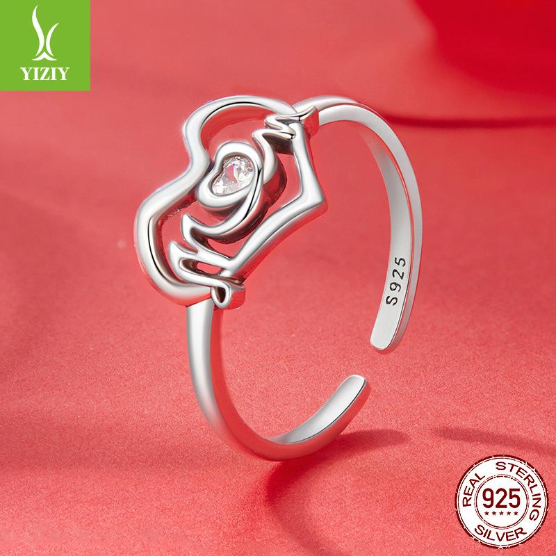 Mother'S Day Love Ring S925 Sterling Silver Festive Family Elements, Fashionable Explosion