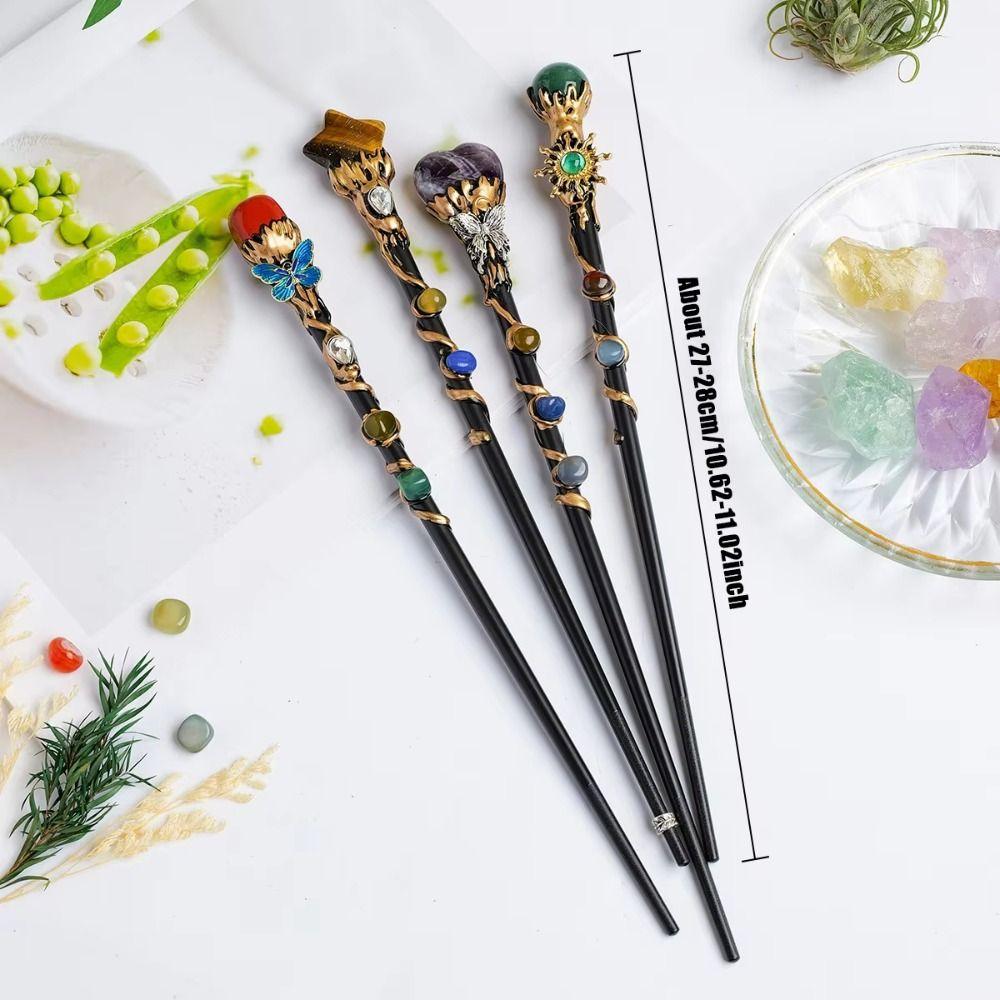 DIY Handmade Crystal Magic Wand Halloween Prop Magic Scepter Creative Fairy Stick Women Girls