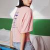 Li Ning Sports Fashion Series Back Hand Painted Logo Letter Print Round Neck Casual Short Sleeve T Shirt Women Tops Pink AHSQ068-2