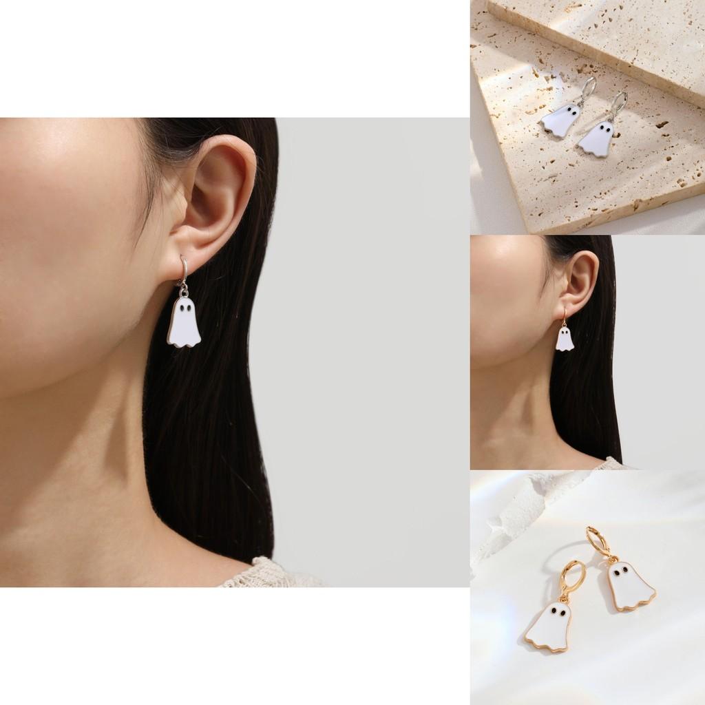 Cute And Playful Gold Ghost Earrings For Women Perfect For Halloween Festivities
