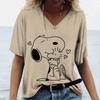 Женские футболки Disney Snoopy 3D-принт Новые V-образный вырез Короткий рукав Летние Повседневная Женская одежда Харадзюку Y2K Хип-хоп Одежда