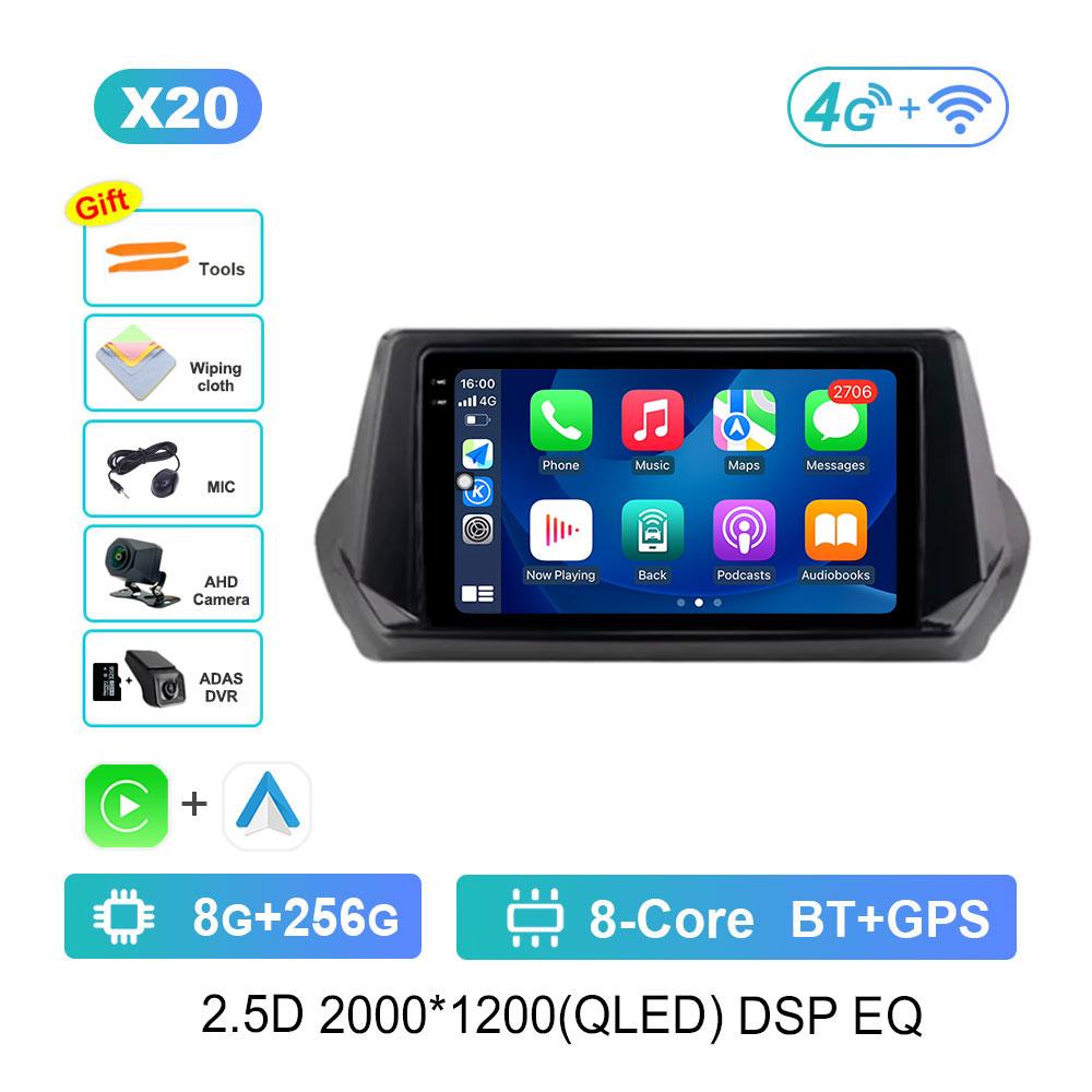 DSP Stereo Car Radio Multimedia player for Peugeot 2008 208 2019 - 2022 Navi GPS QLED Touch Screen WiFi Android 14 Bluetooth