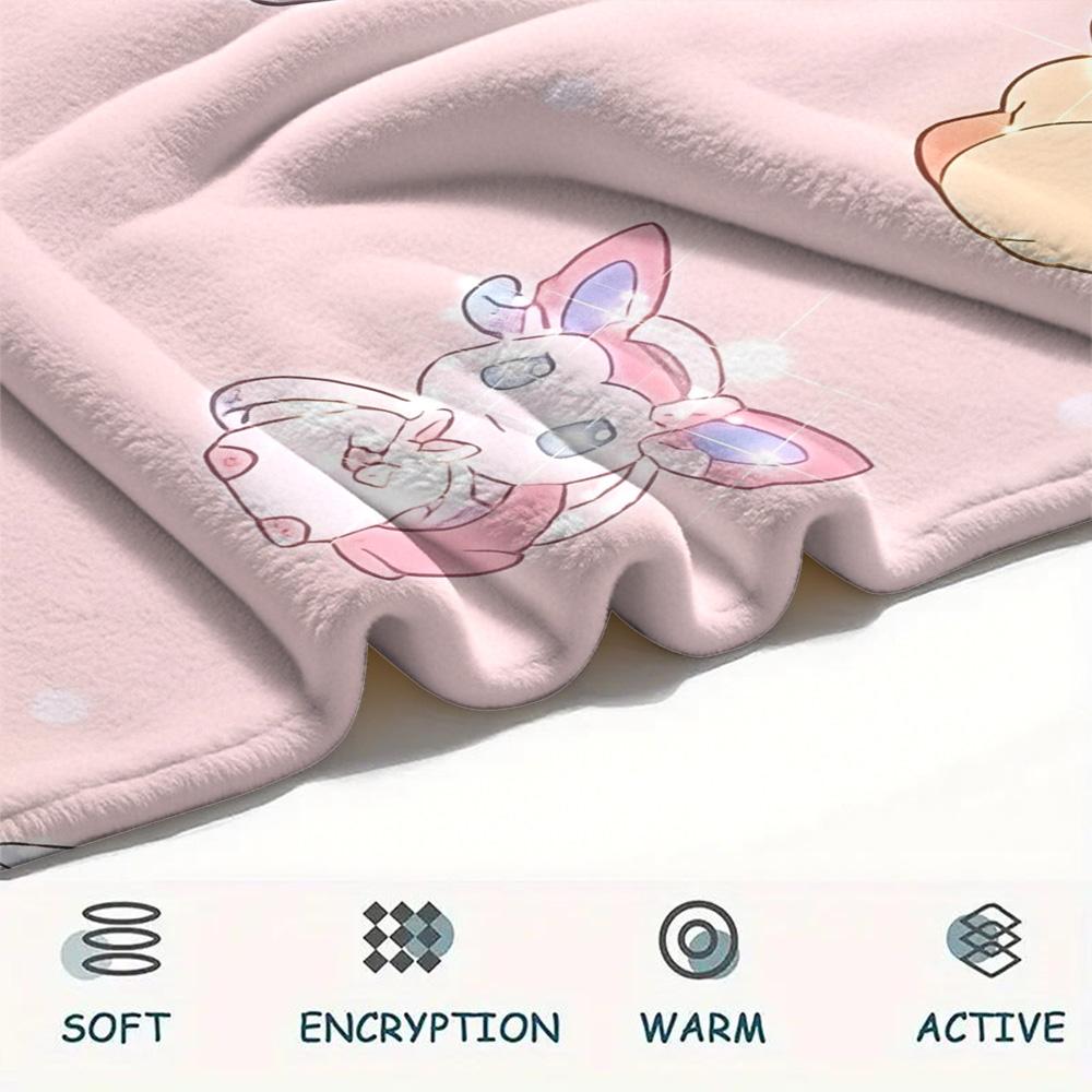 Pokémon Combination Print Flannel Blanket, High quality Comfortable for All Seasons, Home Decor, Warmth and Comfort