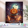 1pc Painting On Numbers Book Bat Pumpkin Halloween Gift Handpainted Art On Canvas Home Furnishing Decoration 40x40cm/16x16inch Without Frame