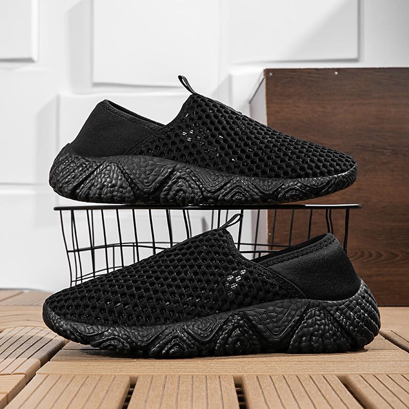 Summer Couple Breathable Mesh Surface Flying Woven Casual Sports Shoes for Men and Women Non-slip Flat Shoes Large Size 45