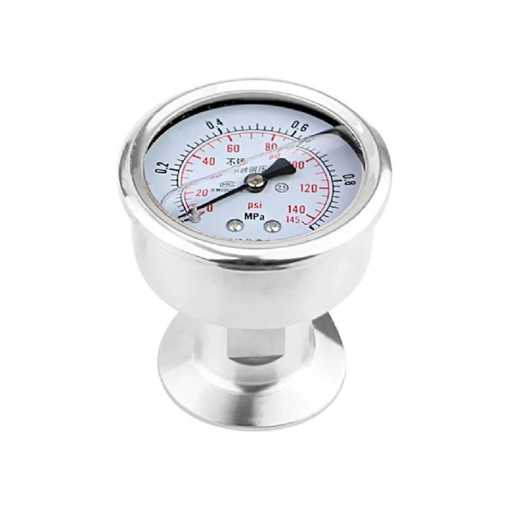 Bar/psi 1.5 inch (50.5mm)Tri Clamp Diaphragm Pressure Gauge SS304 Stainless Steel Body SS316 Diaphragm Manometer