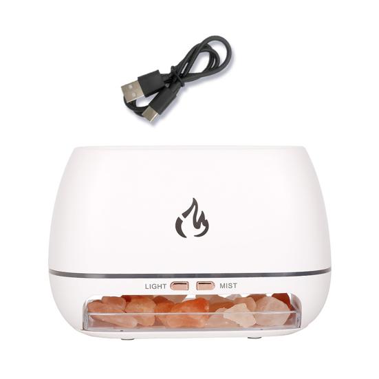 Настольный увлажнитель воздуха, диффузор эфирного масла с цветным светом RGB, реалистичный эффект пламени, диффузор аромата 3-в-1, лампа из соляного камня