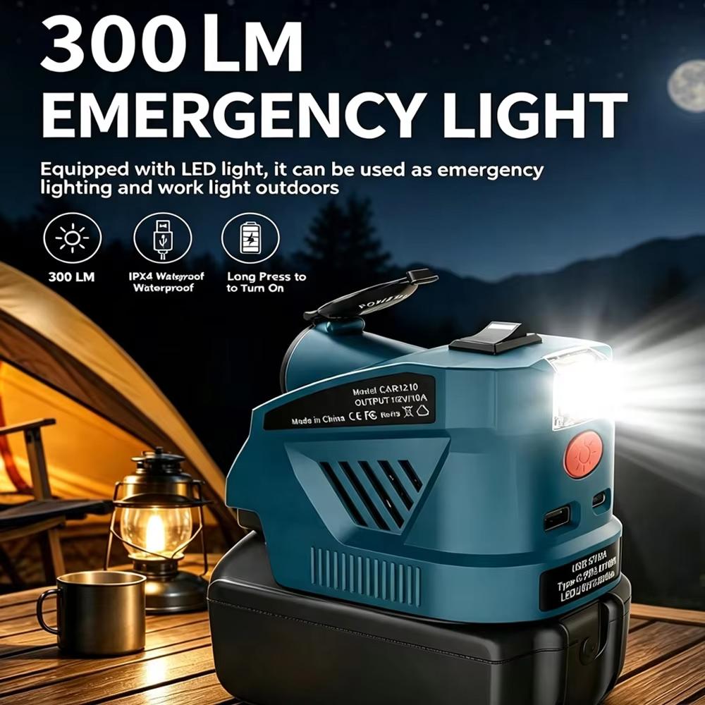 Понижающий адаптер DC 18V‑11V, Порт прикуривателя для аккумулятора Makita/DW/MWQ/Bosch 18V для автомобильного холодильника и использования на открытом воздухе