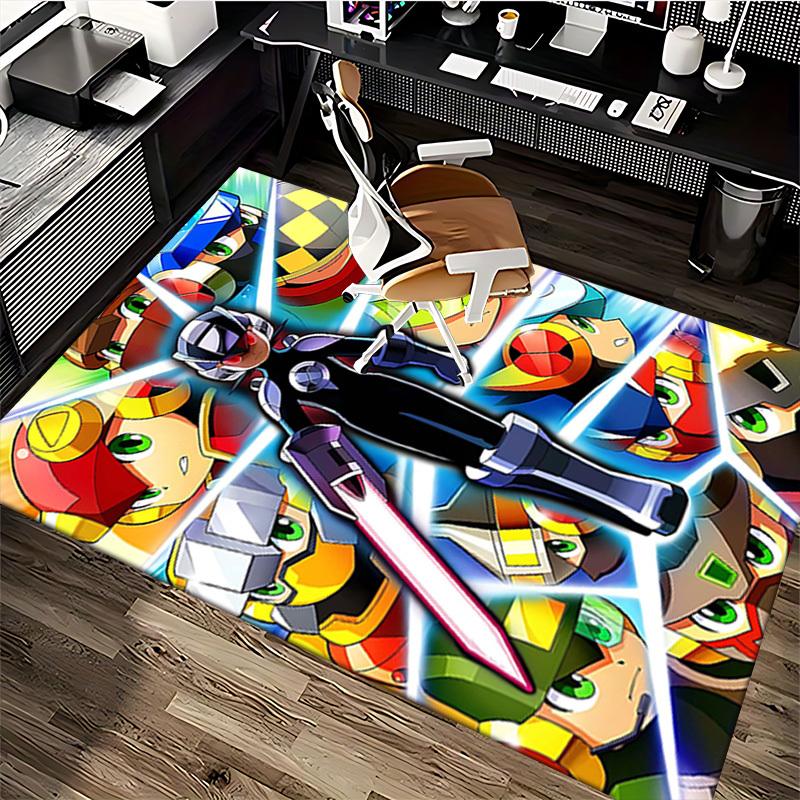 1pc Megaman Anime Cartoon Design Office Chair Mat Non-Slip Carpet for Home Decor, Suitable for All Seasons, Ideal as a Gift.Y088