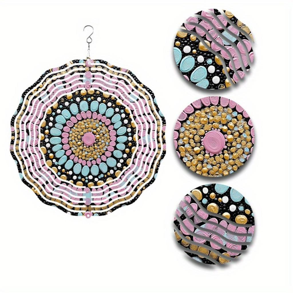 Bohemian Metal Wind Spinner 3D Hanging Decor for Garden Patio Yard No Electricity Needed All Season Outdoor Wind Chime Art