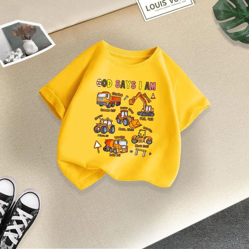 Boys' And Girls' Fashionable Short-sleeved T-shirts For Summer, Children's Casual Printed Half-sleeved Tops