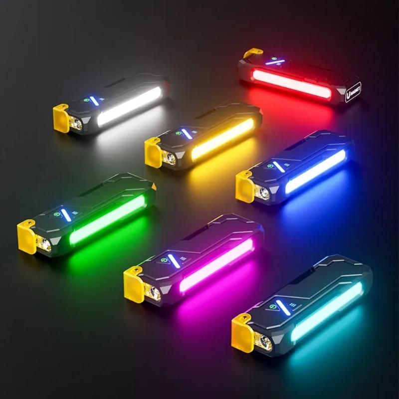 Портативный светодиодный рабочий фонарь RGB, перезаряжаемый, из алюминиевого сплава, магнитный, 15 режимов освещения, многофункциональный, для кемпинга, УФ-свет