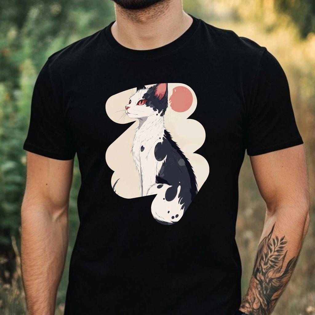 T-Shirt Herren Anime Katze Motiv Baumwolle Größe XS bis 5XL