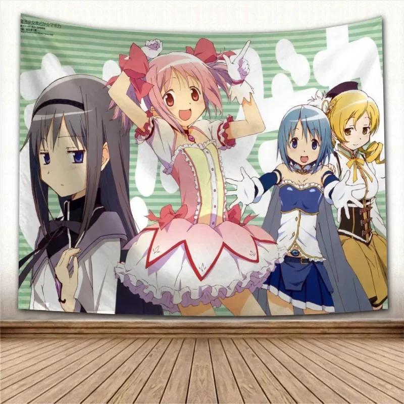 Puella Magi Madoka Magica Кавайное Аниме Гобелен Психоделический Декоративный Ковер Настенная Ткань Для Гостиной Спальни Аксессуары