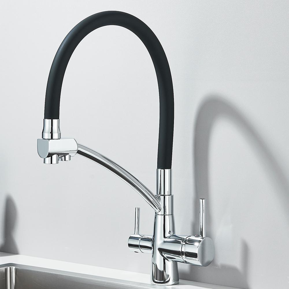 Filtered Kitchen Sink Faucets Purification Tap 360 Rotate Water Filter Tap For Kitchen 3 In 1 Purifier Vessel Sink Mixer