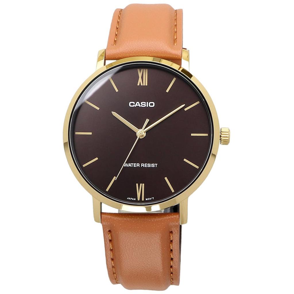 Casio Quartz Watch Gold X Tan Leather Band Overseas Model [Casio] Men's MTP-VT01GL-5B [Item]