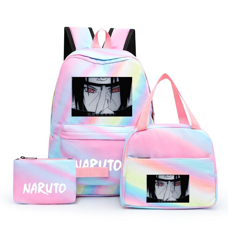 3 шт., школьный рюкзак в стиле аниме для девочек Y2K с сумками для обеда, школьный рюкзак, комплект холщовых сумок, детская сумка-ручка
