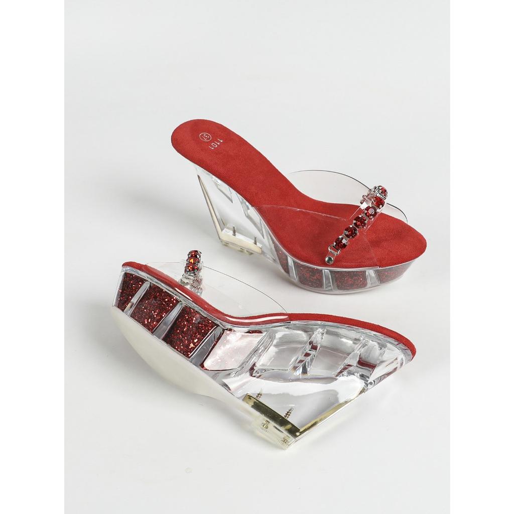 Женские сексуальные босоножки на платформе с каблуком 11 см, модные ночные клубные туфли с прозрачным хрусталем и банкетным хрусталем LFD-1101-Q2