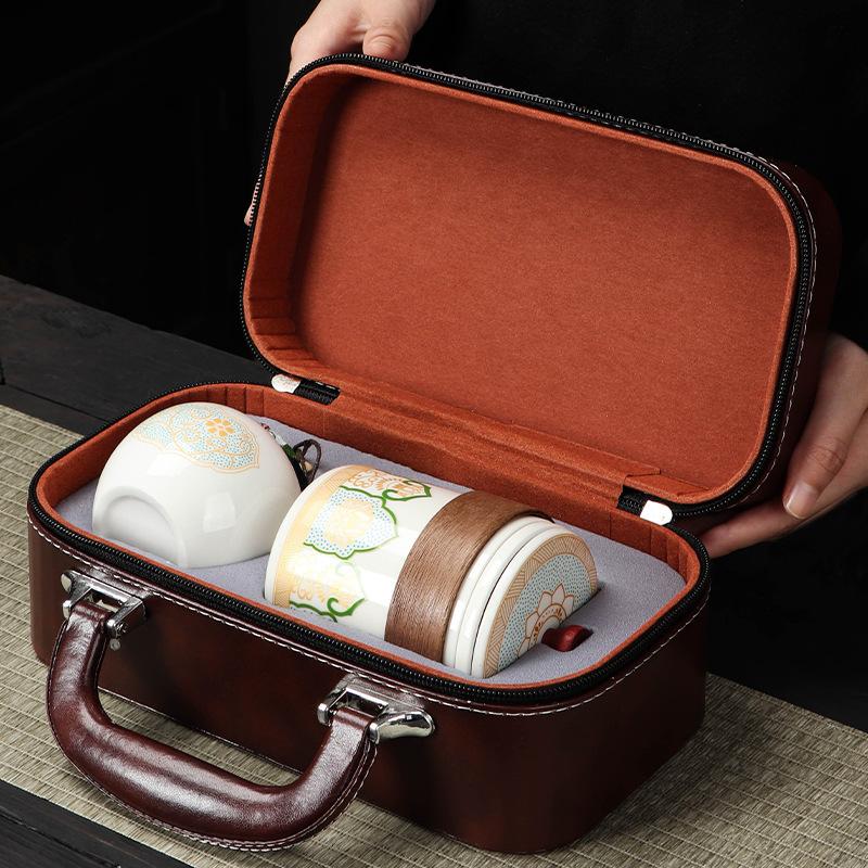 Travel tea set Outdoor portable express cup one pot three cups set Company opening store event souvenir