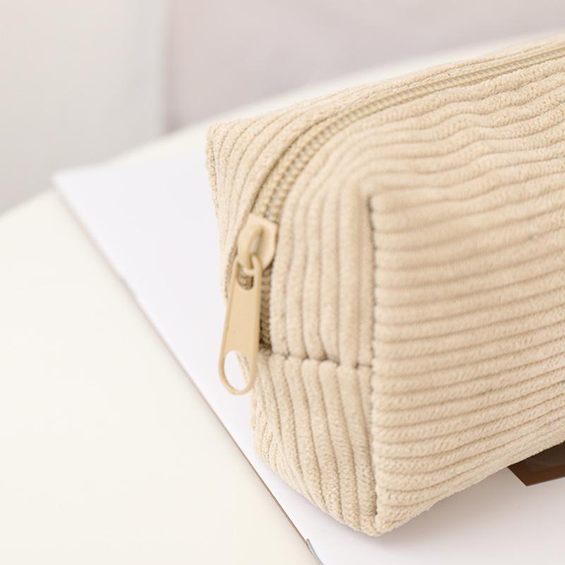 Cute Corduroy Pencil Case Little Shark Embroidery Pen Bag Pouch Gift for Girls&Kids School Office Stationery Organizer Supplies