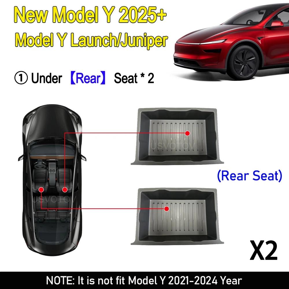 Underseat Storage Box for Tesla Model Y Juniper 2025 Seats Drawer Tray Push Pull Center Console Organizer Interior Accessories