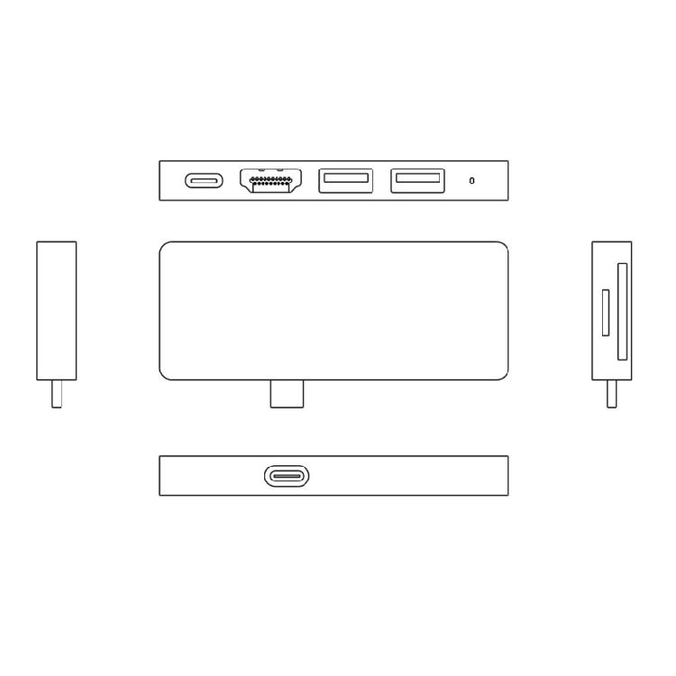 Док-станция Type-C с поддержкой 1080P 60 Гц 4K 30 Гц, слот для карт, многофункциональная док-станция для зарядки со съемным USB-C концентратором