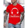 Technics Headphone Print T Shirts Men Harajuku Fashion T Shirt Oversized Summer Short Sleeve T-shirts Trendy Loose DJ Tee Tops