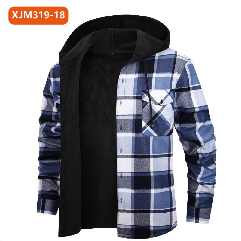 Мужская рубашка с утепленной подкладкой: Фланелевая клетчатая рубашка с флисовой подкладкой, утолщенная – Мужская цельная рубашка с флисовой подкладкой