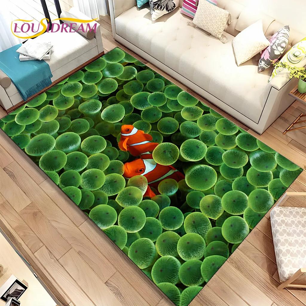 3D коврик для морского дна, подводный мир, дельфин, черепаха, коврик для гостиной, спальни, дивана, коврик, детский нескользящий напольный коврик