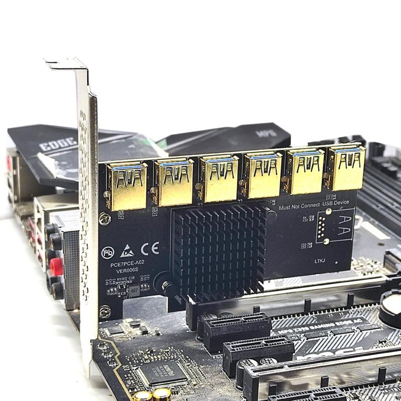 Карта расширения PCI-E райзер 1 к 6 слотам PCI-E 16X с картой-адаптером USB3.0 PCI-E для настольного компьютера
