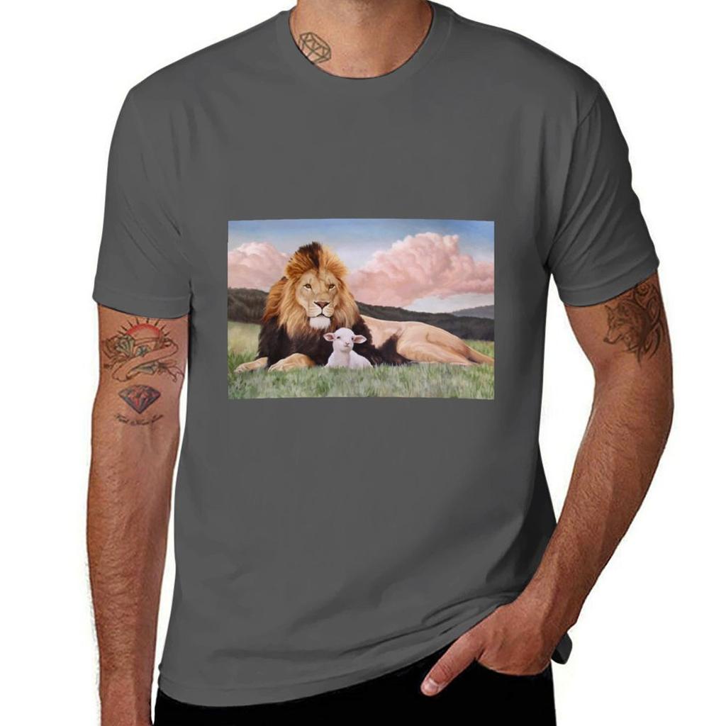 The Lion And The Lamb Tshirt Relaxed Casual Short Sleeve Tee