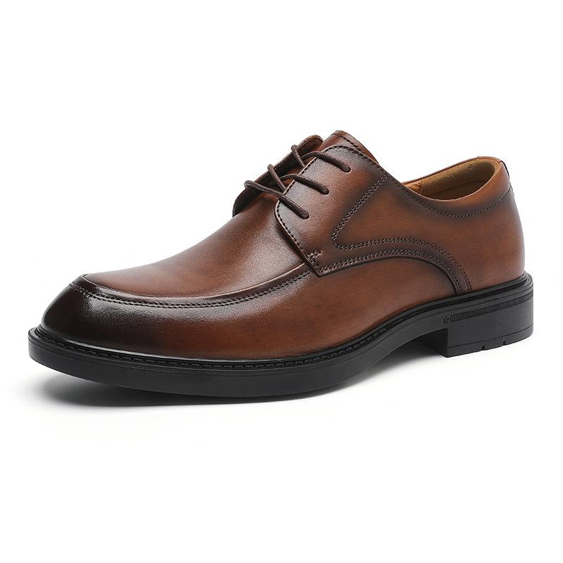 Spring Casual Men's Shoes Formal Leather Shoes Men's Leather Breathable Black Handmade Shoes Men's Leather Shoes Work Business Commute