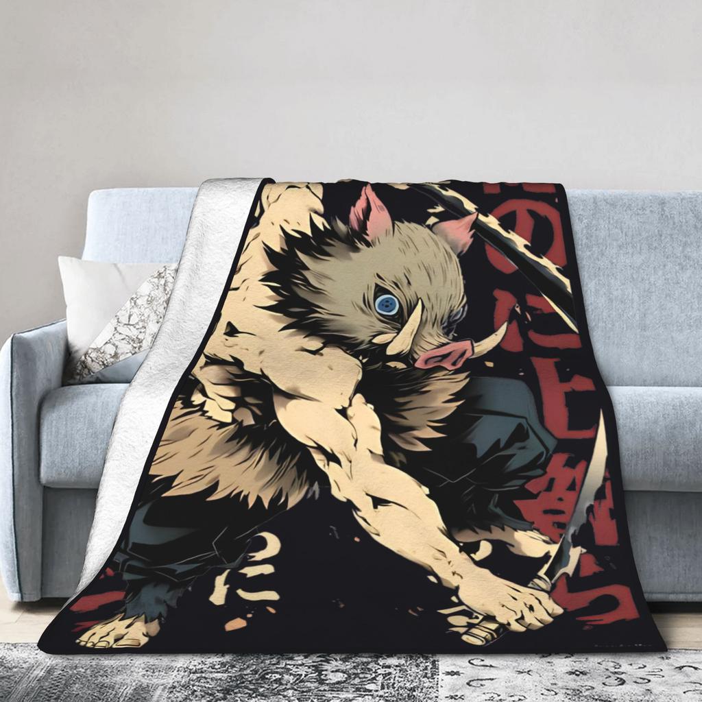 Inosuke Kimetsu No Yaiba Flannel Blankets Creative Throw Blanket for Home Hotel Sofa 125*100cm Bedspread