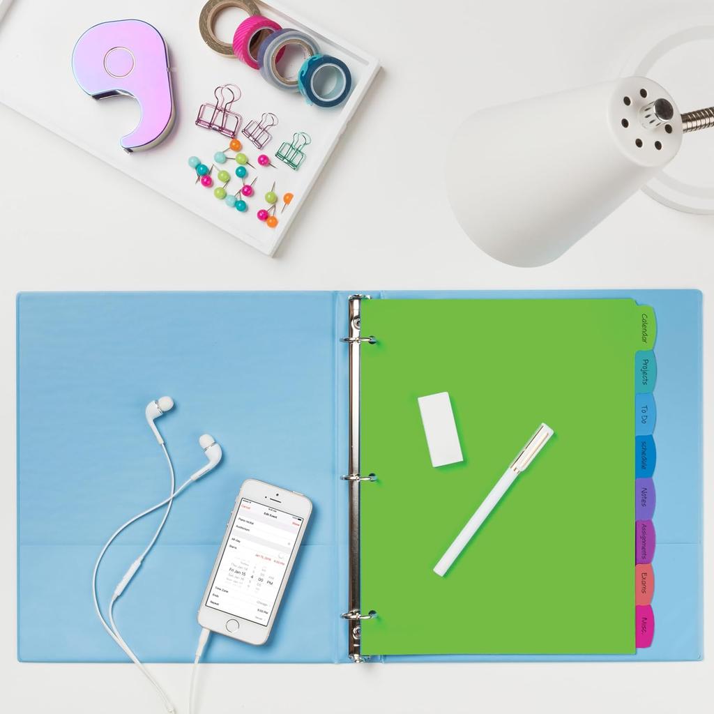 Avery Write & Erase 8 Tabs Pastel Plastic Divider for 3 Ring Binders, 3 Sets (8 Colors)