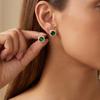 Premium micro-inlaid zircon emerald light luxury square stud earrings retro French gentle earrings earrings