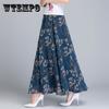 Шифоновая юбка женская с цветочным принтом средней длины с высокой талией тонкая ретро большая распашная юбка трапециевидной формы для танцевального темперамента пляжная юбка весна-лето