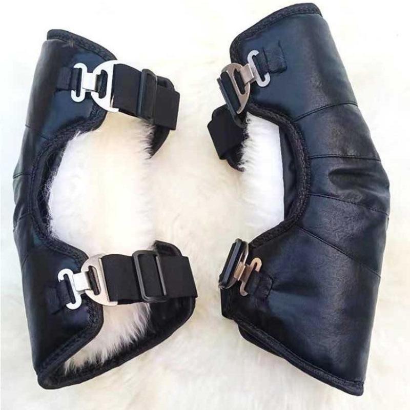 Наколенники из натуральной кожи и шерсти с флисовой подкладкой - Защита от зимнего холода и ветра для езды на мотоцикле и электросамокате