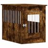 Wooden Style Dog Crate in Smoked Oak Finish 55 x 80 x 68 cm Engineered Wood & Steel