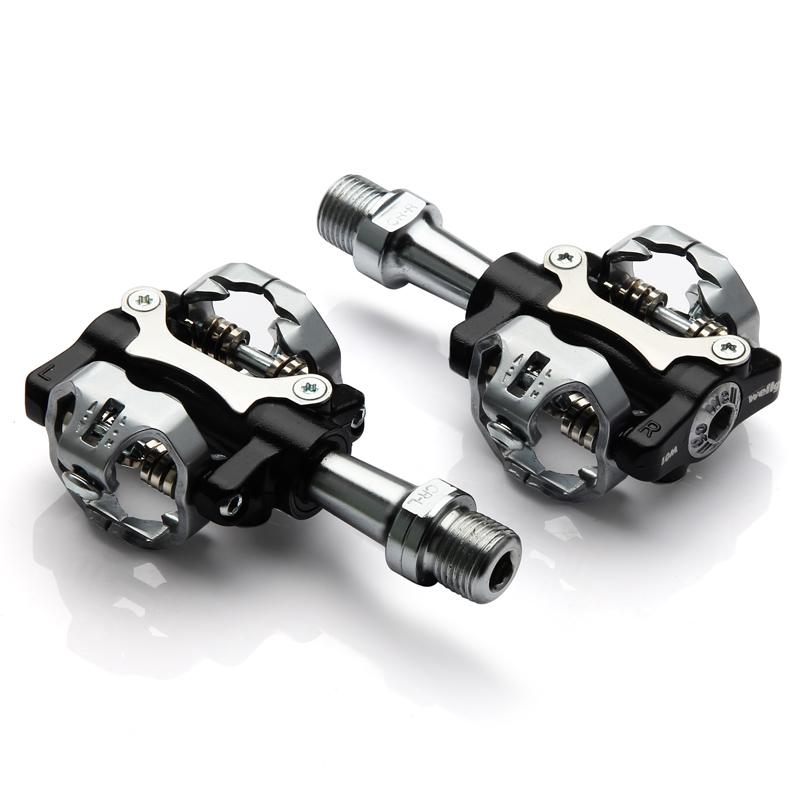 wellgo W01 Bicycle Pedal MTB Touring Bike Clipless Pedals 9/16" CR-MO Spindle Sealed Bearing Al-alloy with cleats ultralight