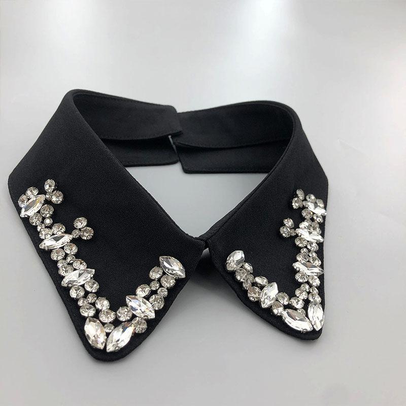 Beading Fake Collar Women Elegant Diamond Detachable Collars for Woman False Shawl Shoulder Wrap Lapel False Collars Woman Tie