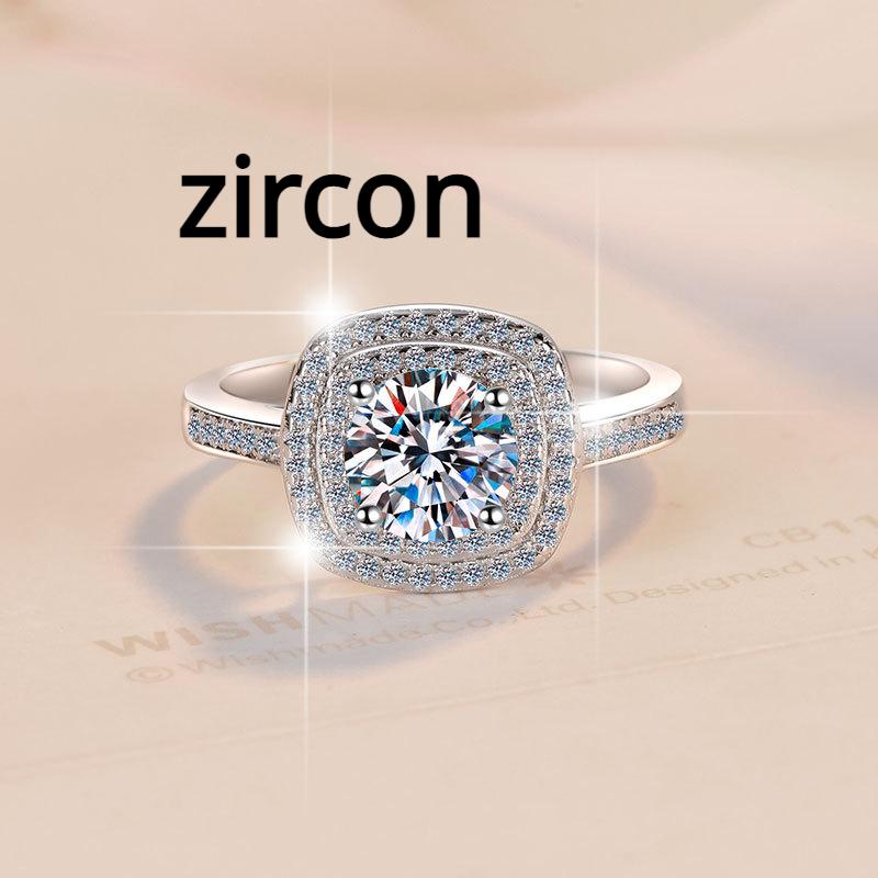 D Color Moissanite Ring 1 Carat Square Geometric Luxury Inlaid Sterling Silver Ring Engagement Ring Wedding Ring Gift for Girlfriend