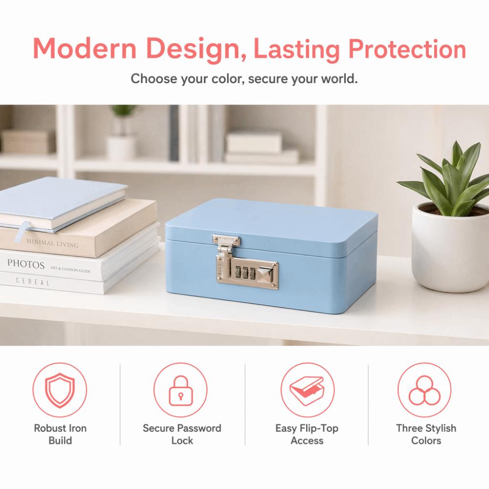 Rectangular Combination Lock Storage Box Flip Top Design Piggy Bank Personal Belongings