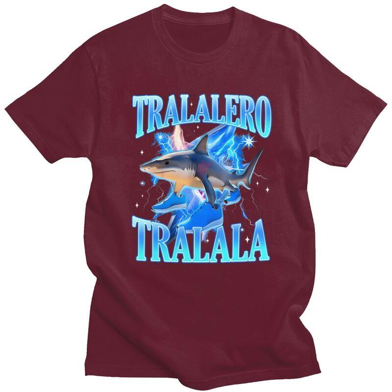 Tralalero Tralala Shark Meme T Shirt Unisex Short Sleeve Tshirts Summer Casual Graphic Tee Cotton Loose Oversized Clothing