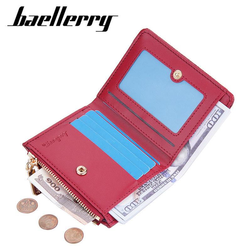 Baellerry Women Fashion Mini Coin Purse Artificial Leather Bifold Wallets Classic Card Holder Packs
