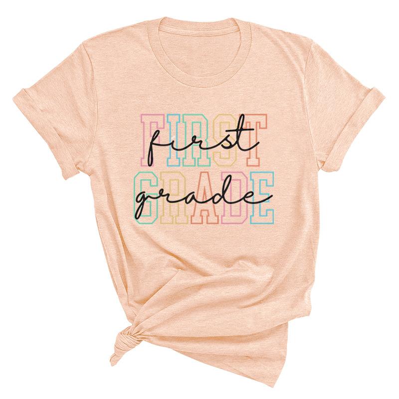 Hello First Grade Персонализированные модные толстовки с принтом Повседневные свободные футболки женские