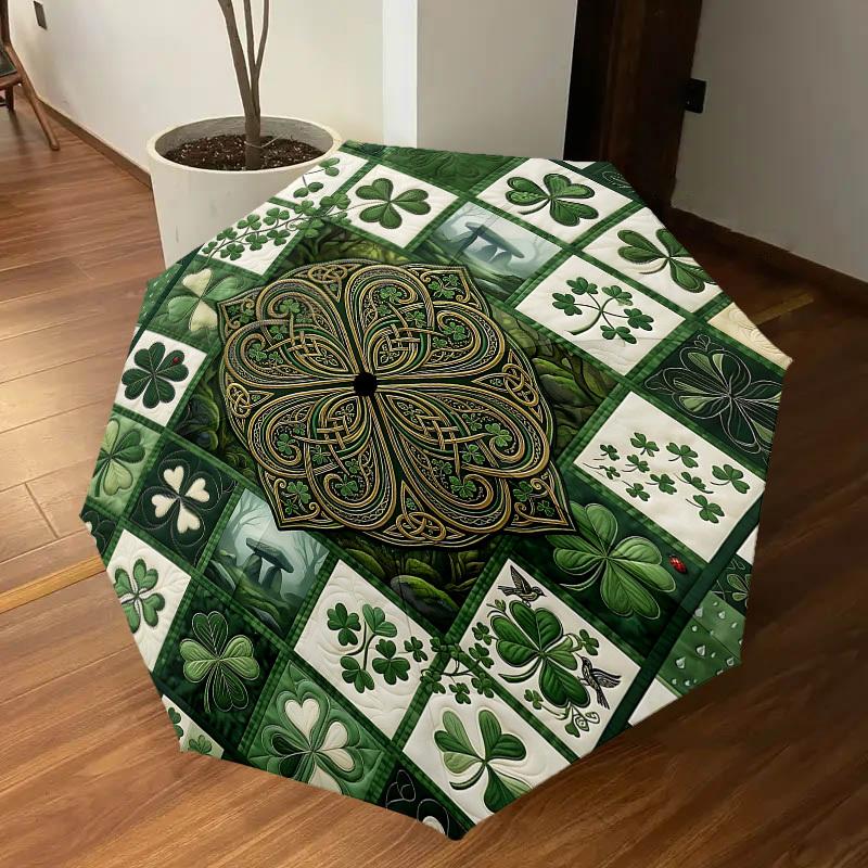 1PC Celtic Clover Umbrella-8-Rib Reinforced Portable Folding Travel Suitable for All Seasons Outdoor Daily Use Is an Ideal Choice -K0396