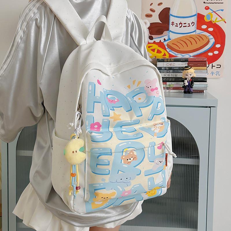 Милый мультяшный кролик, слон, коала, собака, животное, с принтом букв, студенческий рюкзак для учеников средней школы