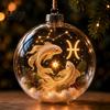 Seasonal Ornaments for Fireplace Lighted Zodiac Christmas Ornament, Glowing Sign Ball with Warm LED, Ornament Gift Friends 3D Clear Acrylic